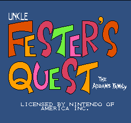 Addams Family, The - Uncle Fester's Quest (USA) Title Screen